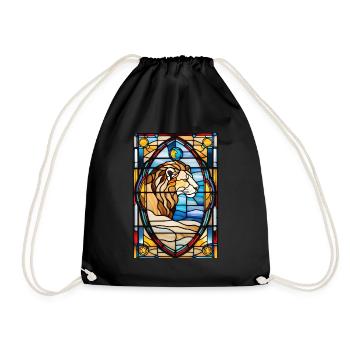 Löwe Leo Astrologie buntglas Geschenk - Turnbeutel - Schwarz - Vorne