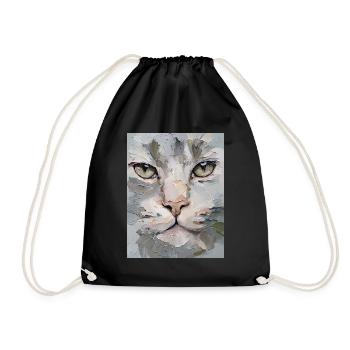 Lynx Painting Oil Paints Gift - Drawstring Bag - black - Front