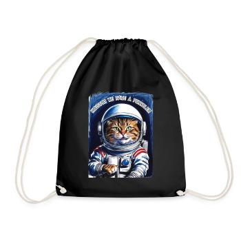 Astronaut Katze Kosmos Geschenk - Turnbeutel - Schwarz - Vorne