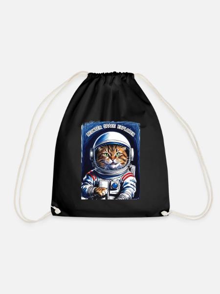 Katze Astronaut Universum Geschenk - Turnbeutel - Schwarz