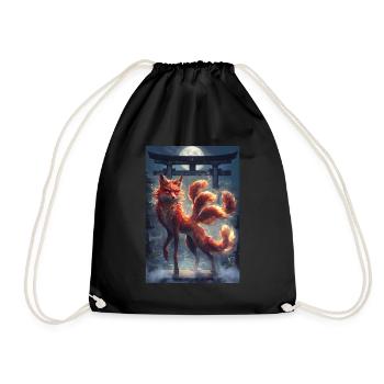 Fox Fairy China Mythology Gift - Drawstring Bag - black - Front