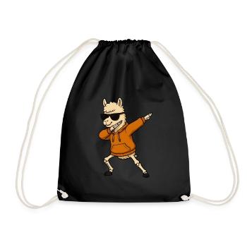 Halloween dabbing llama gift - Drawstring Bag - black - Front