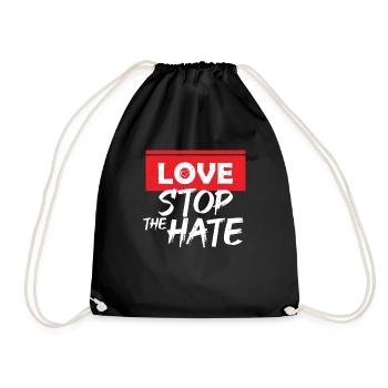 Love Stops Hate Injustice Racism - Drawstring Bag - black - Front