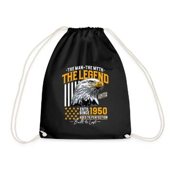 Vintage 1950's Man Myth Legend Birthday - Drawstring Bag - black - Front