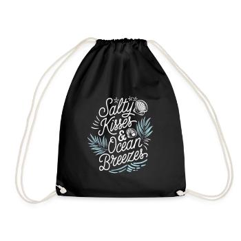 Salty Kisses | Strand & Ozeanliebhaber - Turnbeutel - Schwarz - Vorne
