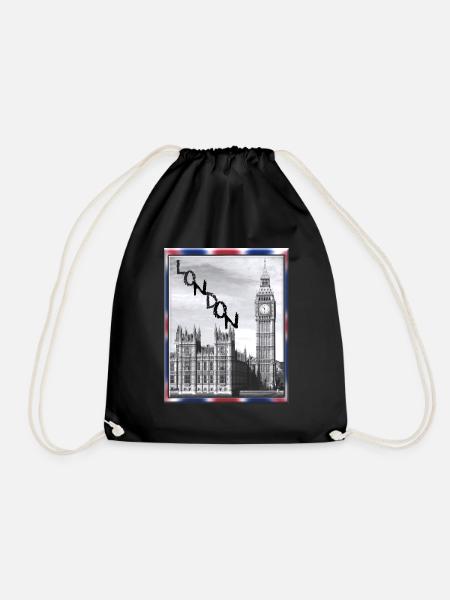 London Big Ben Union Jack - Drawstring Bag - black