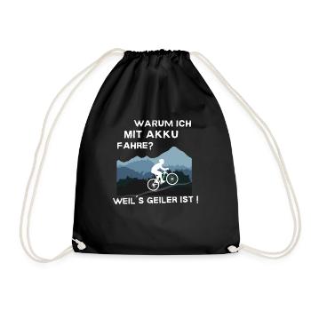 Warum ich mit Akku fahre E-Bike Mountain Bike - Turnbeutel - Schwarz - Vorne