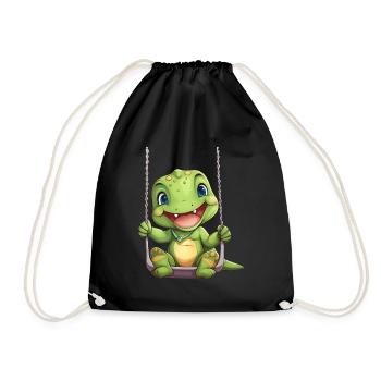 Dino T-Rex Rocks, Kawaii Design - Sac de sport léger - noir - Devant