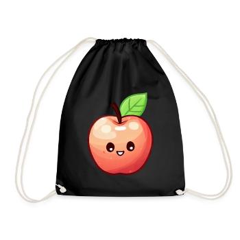 Kawaii Apfel: Fruchtig Süße Versuchung - Turnbeutel - Schwarz - Vorne