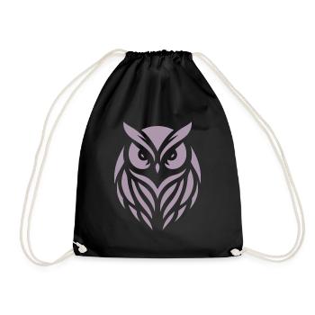 Wise Wood Owl: Tawny Owl silhouette art - Drawstring Bag - black - Front