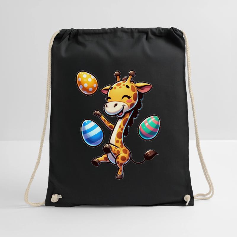 Easter Giraffe, Juggling Easter Eggs Drawstring Bag