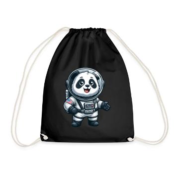 Panda Astronaut im Weltall - Turnbeutel - Schwarz - Vorne