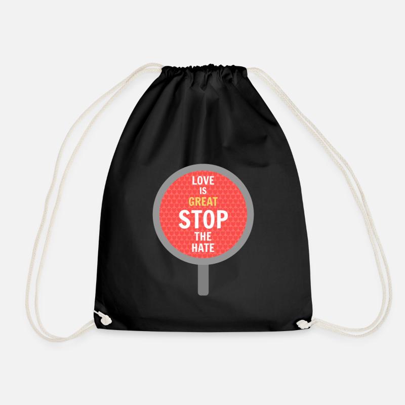 Stop Hate - Drawstring Bag - black