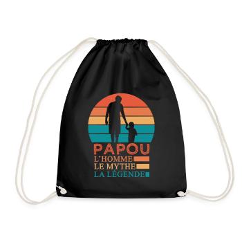 papou la légende cadeau papy grand père papa - Sac de sport léger - noir - Devant