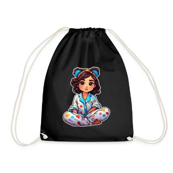 Cute anime girl in pajamas - Drawstring Bag - black - Front