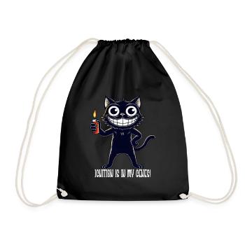 Schwarze lustige Katze - Turnbeutel - Schwarz - Vorne