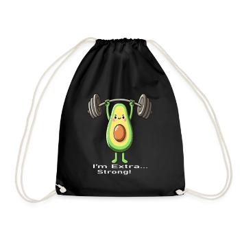 Avocado beim Gewichtheben - Turnbeutel - Schwarz - Vorne