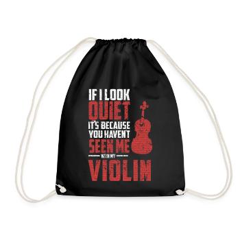 Violine Geige Musik Geschenk Spruch - Turnbeutel - Schwarz - Vorne