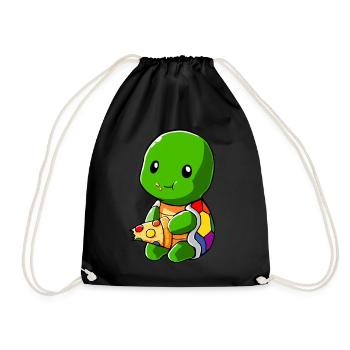 Turtle LGBT Pizza Gay Pride - Drawstring Bag - black - Front