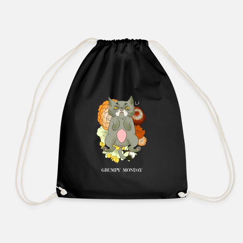Grumpy Cat - Drawstring Bag - black