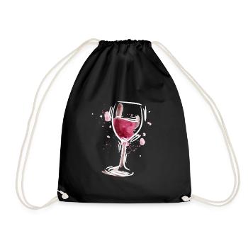 Rotwein Weinglas Weinliebhaber - Turnbeutel - Schwarz - Vorne