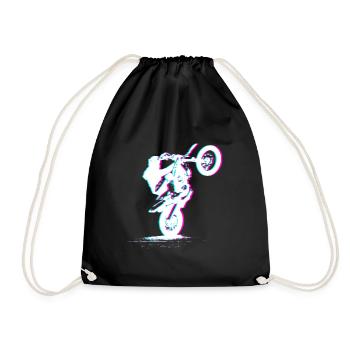 Motorcross 3D Motorcycling - Drawstring Bag - black - Front