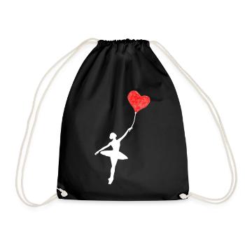 Ballerina mit Herz Luftballons Balletliebe - Turnbeutel - Schwarz - Vorne