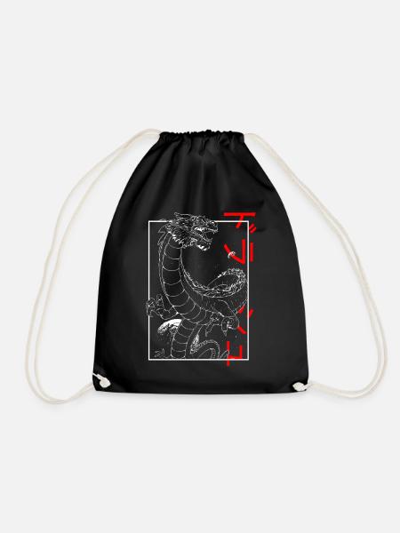 Japan Space Dragon retro 90s E-Girl & E-Boy - Drawstring Bag - black