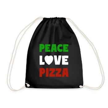 PEACE LOVE PIZZA - Turnbeutel - Schwarz - Vorne