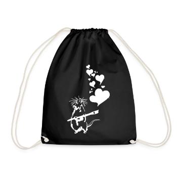 Rat Banksy Street Art LOVE IS IN THE AIR - Drawstring Bag - black - Front