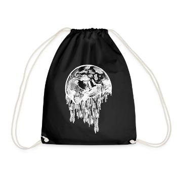 Melting Planet Climate Earth Environment Street Art - Drawstring Bag - black - Front