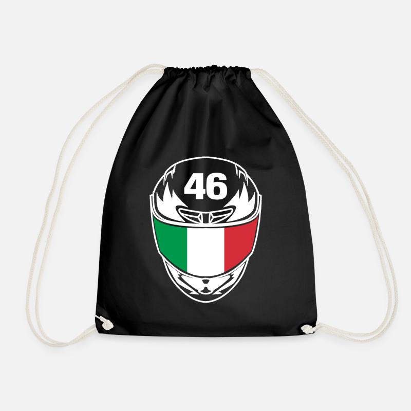 Motorrad Motorsport start number 46 Italy flag - Drawstring Bag - black