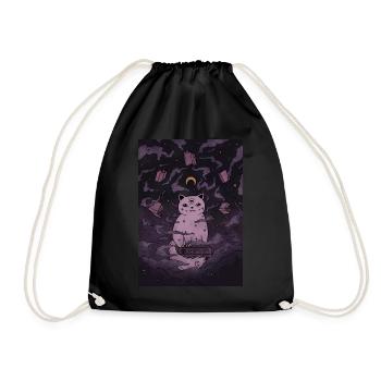 Halloween Bücher Hexe Katze - Turnbeutel - Schwarz - Vorne