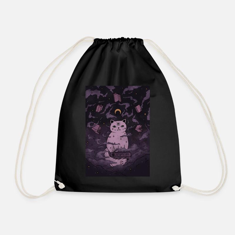 Halloween Bücher Hexe Katze - Turnbeutel - Schwarz