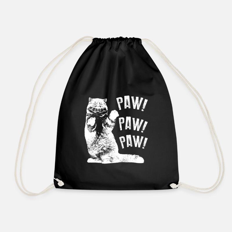 Funny Cat Paw Paw Paw Paw Paws - Drawstring Bag - black