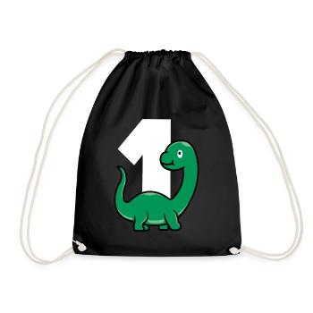 EINS DINO Dinosaurier Baby 1 Jahr - Turnbeutel - Schwarz - Vorne