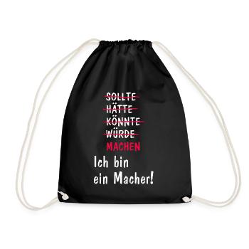 Ich bin ein Macher! Jugend Hustle - Turnbeutel - Schwarz - Vorne