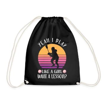 Lacrosse Sport | Spieler Team Trainer Geschenkidee - Turnbeutel - Schwarz - Vorne