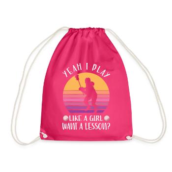 Lacrosse Sport | Spieler Team Trainer Geschenkidee - Turnbeutel - Fuchsia - Vorne