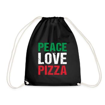 Pizza Italien Peace Love Pizza - Turnbeutel - Schwarz - Vorne
