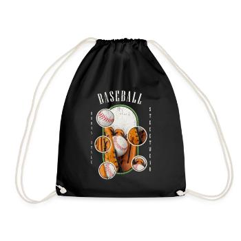 Baseball Ball Handschuh Schläger Vintage Retro - Turnbeutel - Schwarz - Vorne