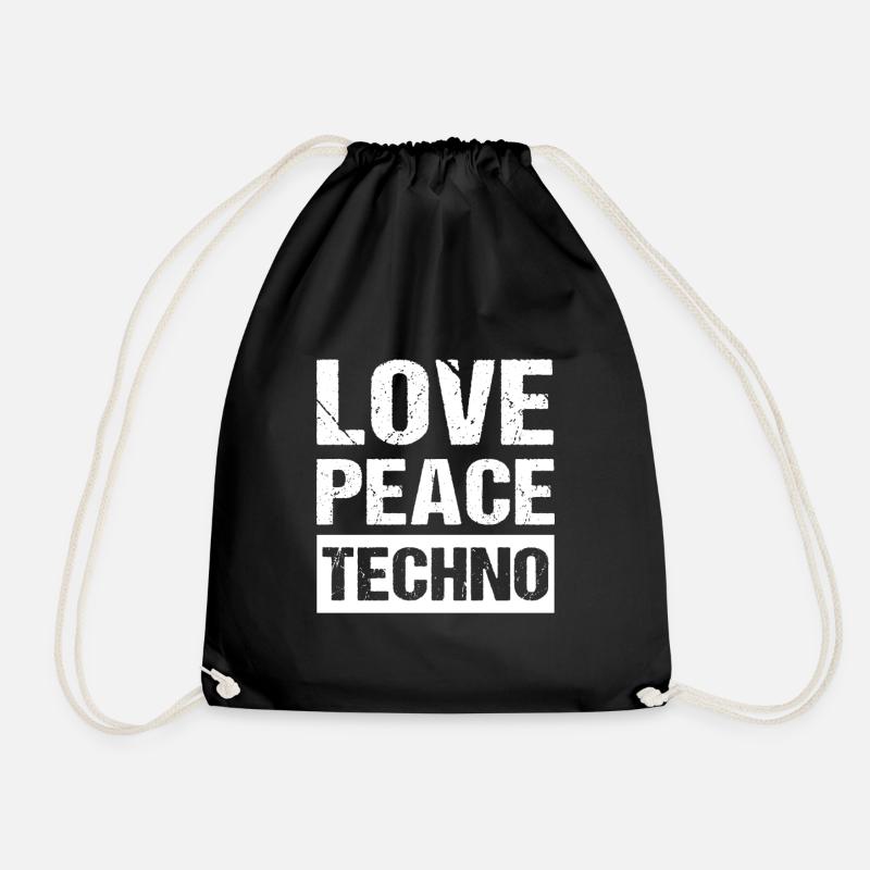 Love Peace Techno - Turnbeutel - Schwarz