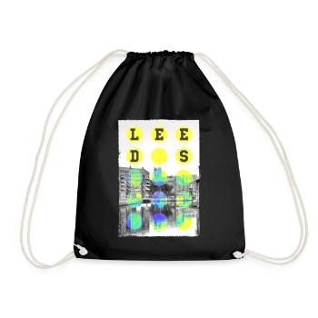 Leeds England UK City Skyline Home Love - Drawstring Bag - black - Front