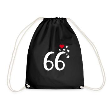 66th birthday anniversary hearts 66 - Drawstring Bag - black - Front