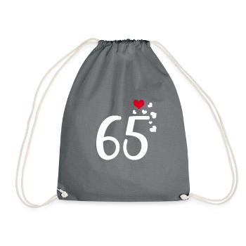 65th birthday anniversary hearts 65 - Drawstring Bag - grey - Front
