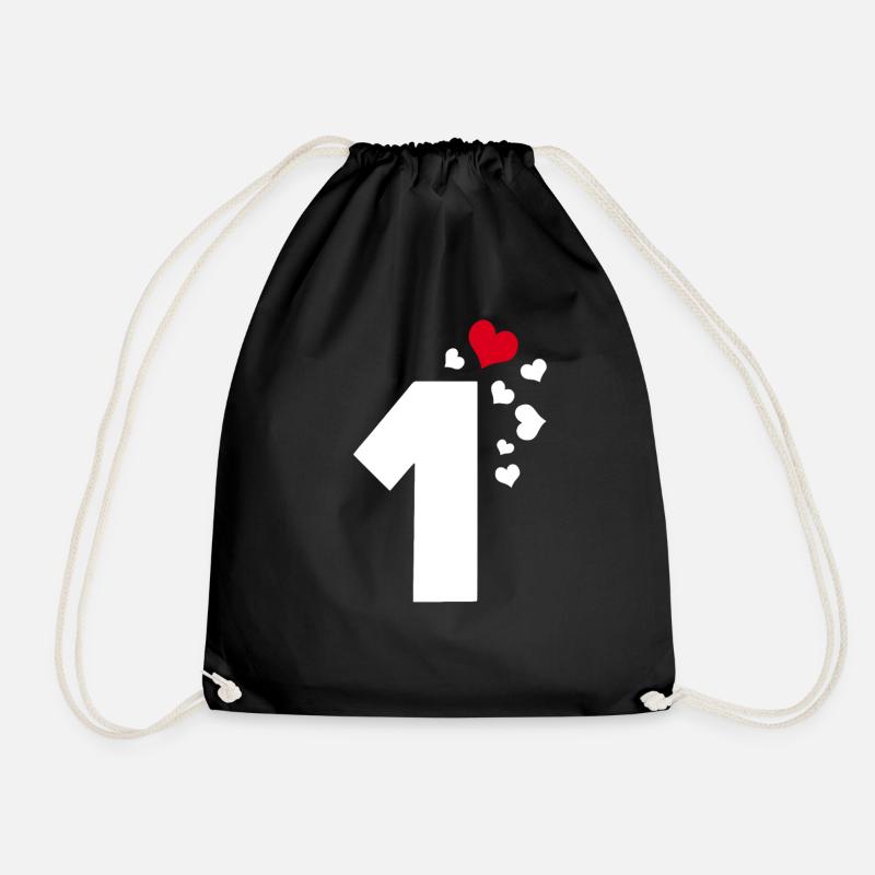 1 Herzen Nummer Eins 1. Jubiläum - Turnbeutel - Schwarz