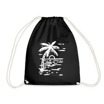 Beach palm tree at sunset - Drawstring Bag - black - Front