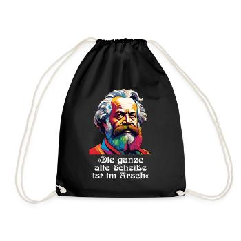 Marx Die ganze alte - Zitat Hochformat - Turnbeutel - Schwarz - Vorne