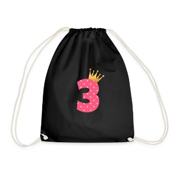 Baby 3. Geburtstag Dritter Geburtstag Geschenk - Turnbeutel - Schwarz - Vorne