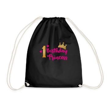 Anniversaire Princesse 1er anniversaire fille cadeau - Sac de sport léger - noir - Devant